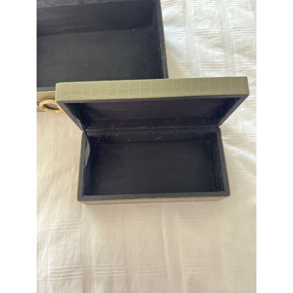 S/2 Vegan Crocodile Decorative Boxes GREEN GOLD EQUESTRIAN Jewelry Storage - Picture 13 of 16